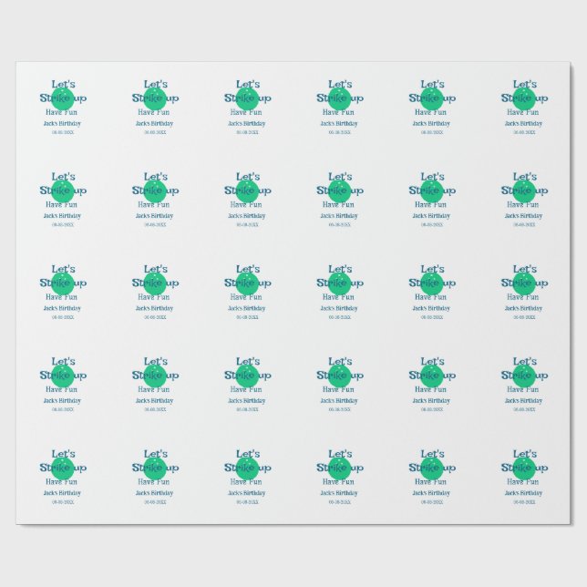 Let's strike up have fun green ball birthday name  geschenkpapier (Flach)