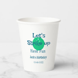 Let's strike up have fun green ball birthday name  pappbecher