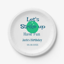 Let's strike up have fun green ball birthday name pappteller