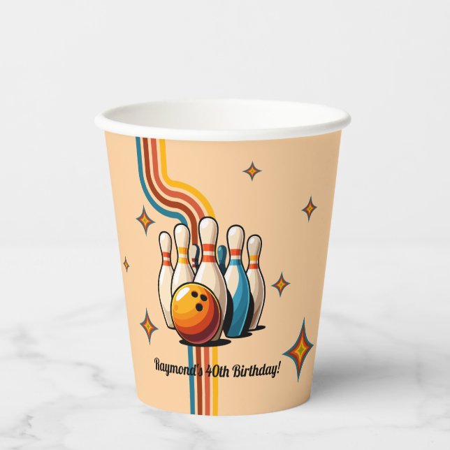 Let's Strike Up Some Fun Bowling Birthday Party Pappbecher (Vorderseite)