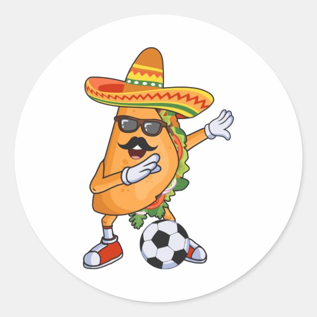 Let's Taco Bout Soccer Dabbing Taco Cinco de Mayo  Runder Aufkleber (Vorderseite)