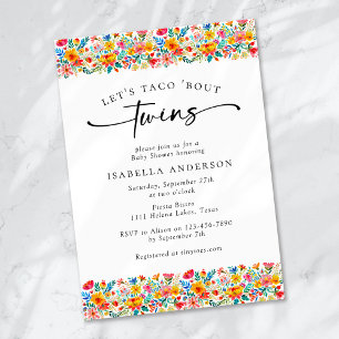 Let's Taco 'Bout Twins Floral Fiesta Baby Shower Einladung