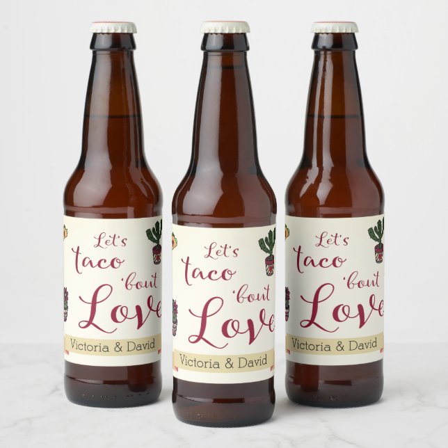Let's Taco 'über Liebe Fiesta Theme Couples Dusche Bierflaschenetikett (Flaschen)