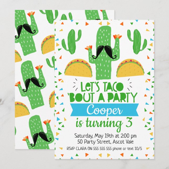 Let's Taco's über ein Party Geburtstag Einladung (Vorne/Hinten)