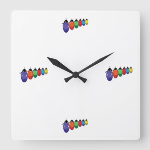 LET'S TELL TIME "CHRISTMAS LIGHTS" CLOCK QUADRATISCHE WANDUHR