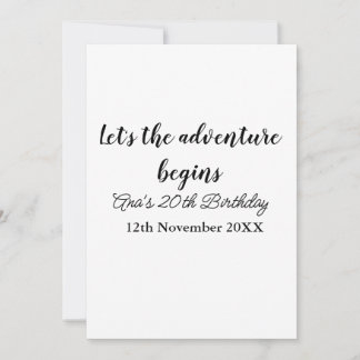 lets the adventure begins 20th birthday add name d einladung
