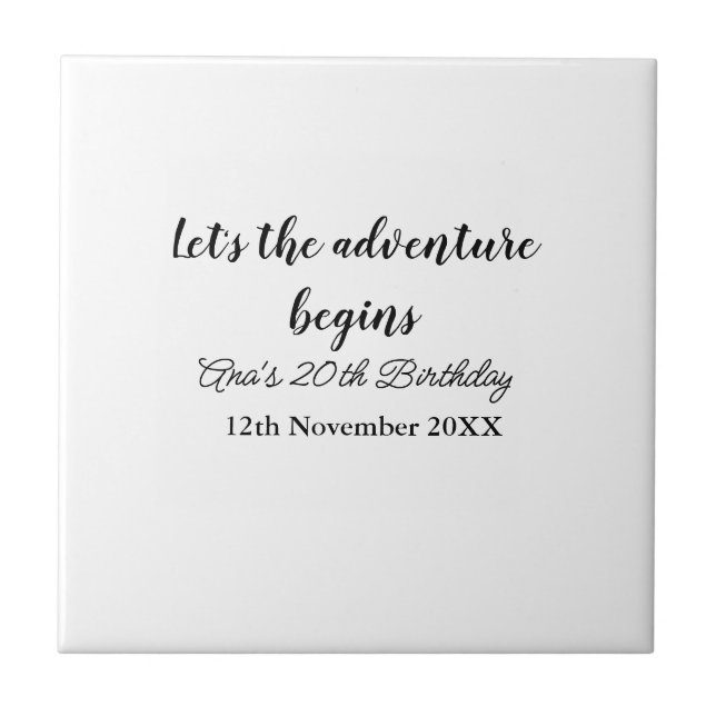 lets the adventure begins 20th birthday add name d fliese (Vorderseite)