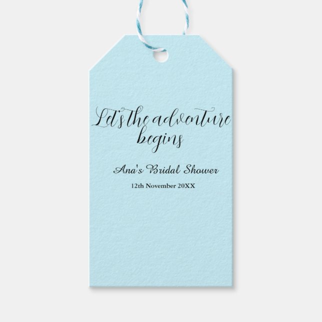 lets the adventure begins bridal shower add name d geschenkanhänger (Vorderseite)