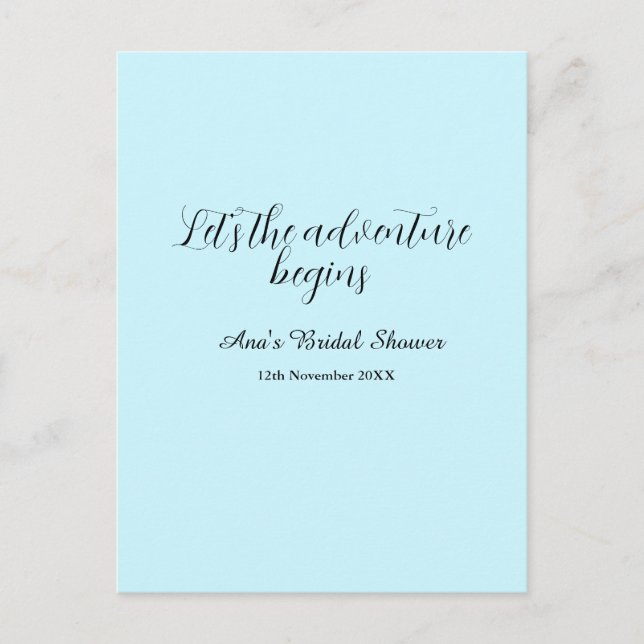 lets the adventure begins bridal shower add name d postkarte (Vorderseite)