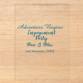 lets the adventure begins engagement party name da acryleinladungen
