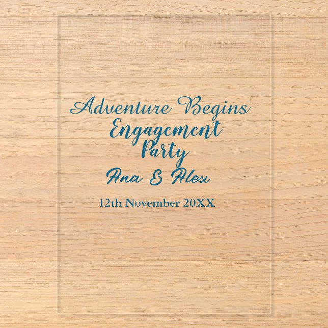 lets the adventure begins engagement party name da acryleinladungen (Vorderseite)