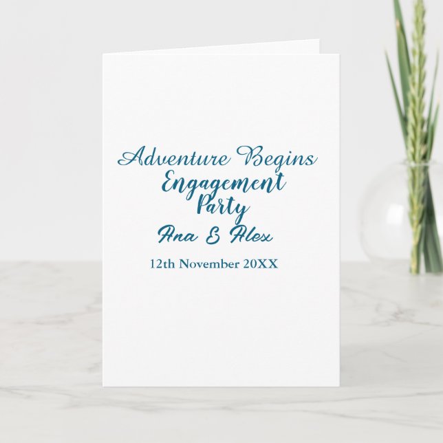 lets the adventure begins engagement party name da karte (Vorderseite)