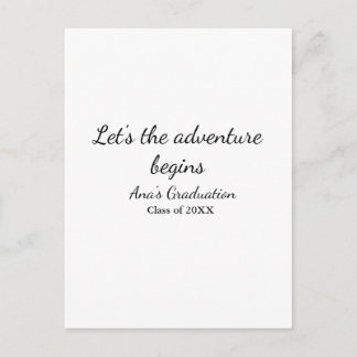 lets the adventure begins graduation class of 20XX Postkarte