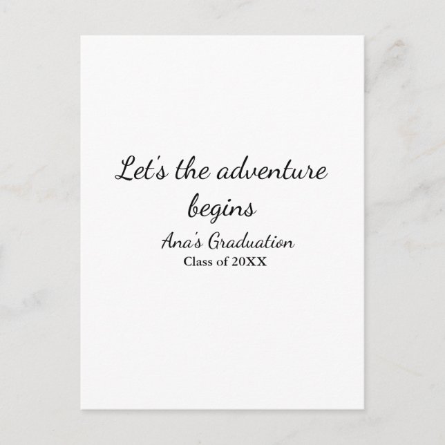 lets the adventure begins graduation class of 20XX Postkarte (Vorderseite)