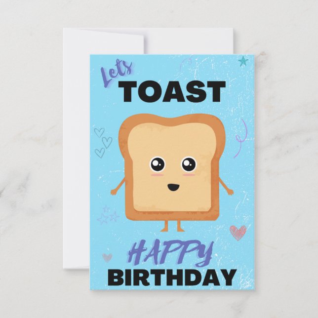 Lets Toast Blue Happy Birthday carte de voeux (Devant)