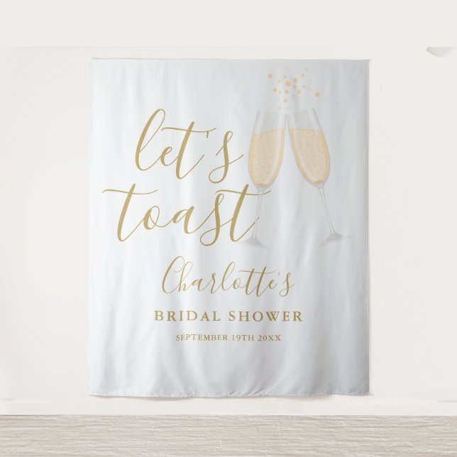 Let's Toast Bridal Shower Gold Backdrop Wandteppich (Vorderseite)