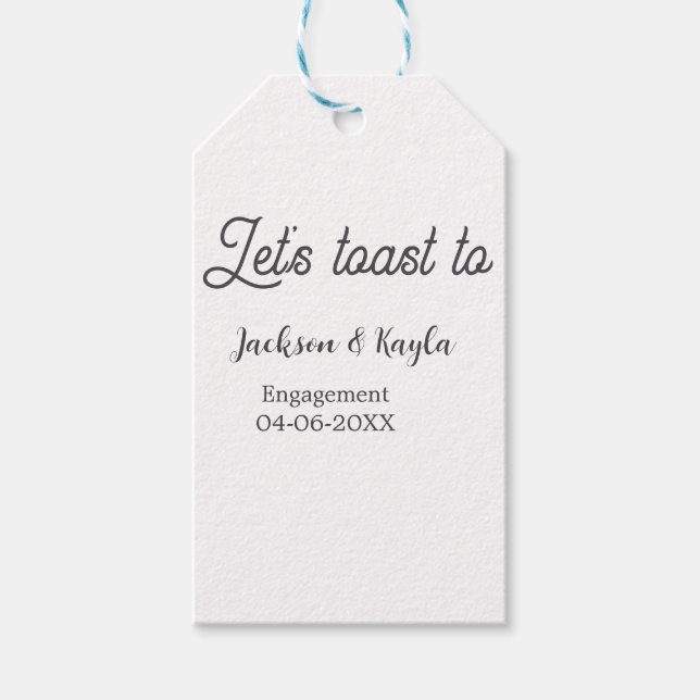 Let's toast to engagement party name date elegant  geschenkanhänger (Vorderseite)