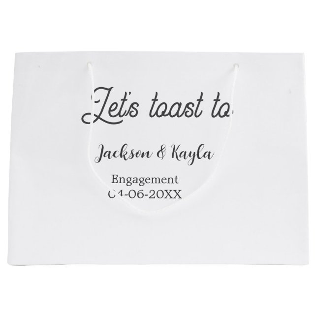 Let's toast to engagement party name date elegant  große geschenktüte (Vorderseite)