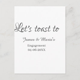 Let's toast to engagement party name date elegant  postkarte