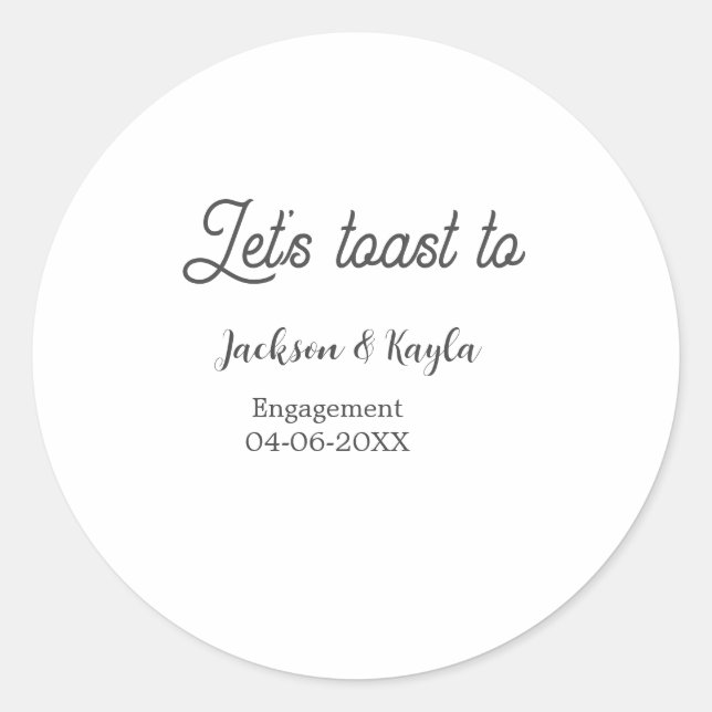 Let's toast to engagement party name date elegant  runder aufkleber (Vorderseite)