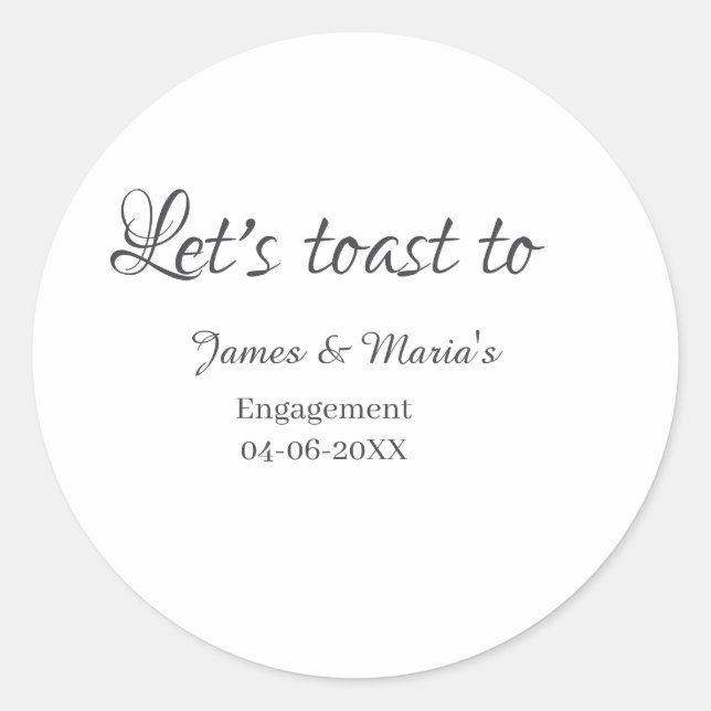Let's toast to engagement party name date elegant  runder aufkleber (Vorderseite)