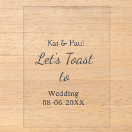 Let's toast to wedding add name date simple couple acryleinladungen