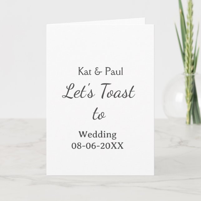 Let's toast to wedding add name date simple couple karte (Vorderseite)