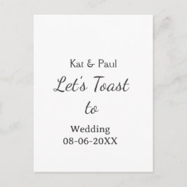 Let's toast to wedding add name date simple couple postkarte