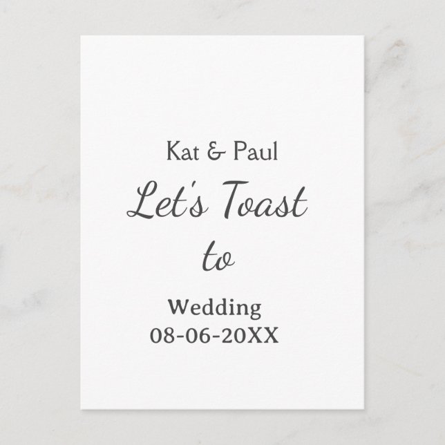 Let's toast to wedding add name date simple couple postkarte (Vorderseite)