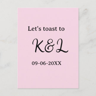 Let's toast to wedding engagement name letter pink postkarte