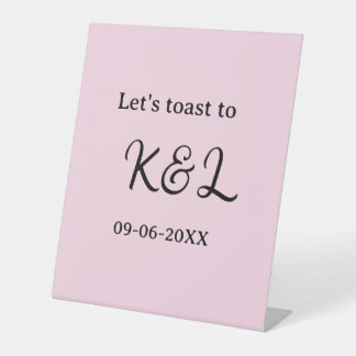 Let's toast to wedding engagement name letter pink sockelschild