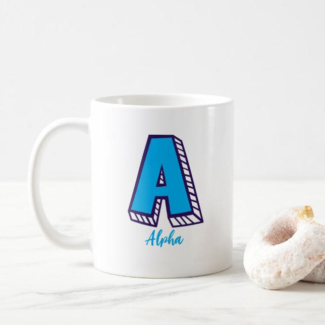 Letter A Alpha NATO Buchstabiertafel Kaffeetasse (Mit Donut)