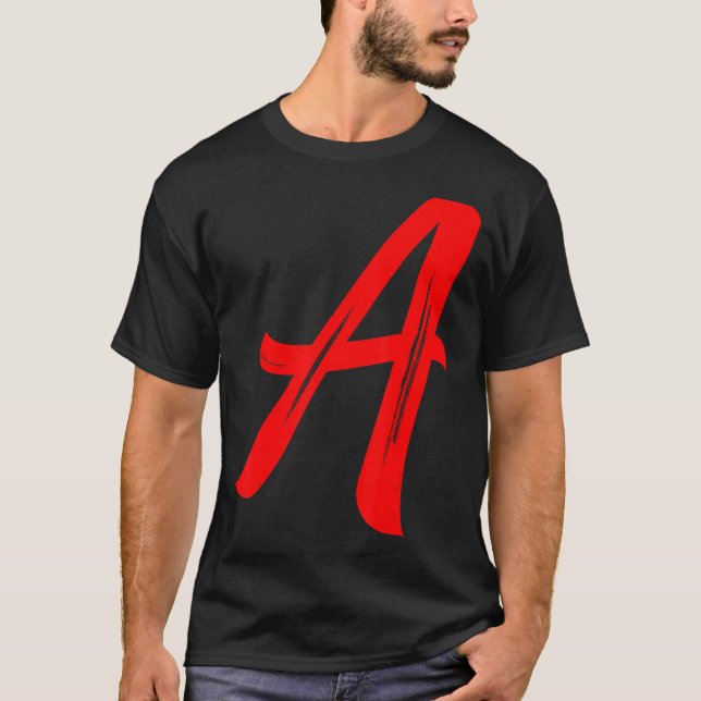 Letter A Alphabet Large Red Graphal Initial T-Shirt (Vorderseite)