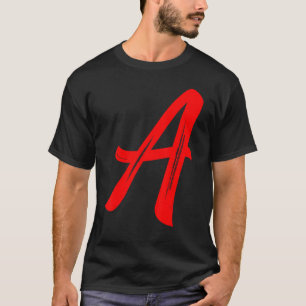 Letter A Alphabet Large Red Graphal Initial T-Shirt