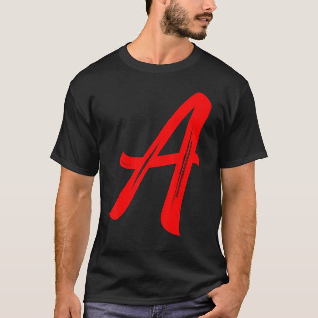 Letter A Alphabet Large Red Graphal Initial T-Shirt (Vorderseite)