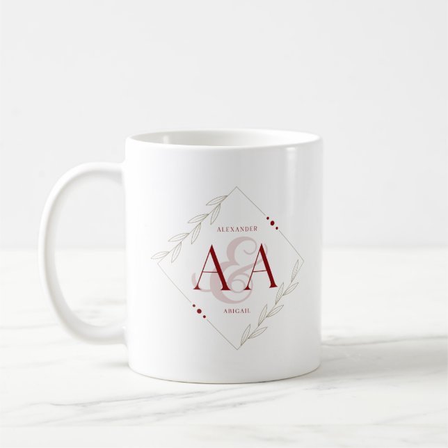 Letter A and A Stizza & white weded monogram Tasse (Links)