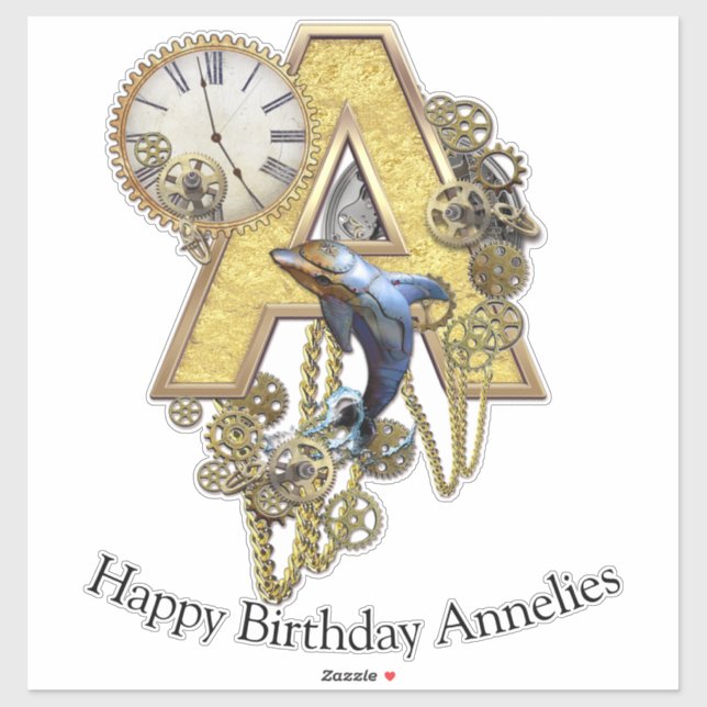 Letter A Birthday, anpassbarer Aufkleber (Blatt)