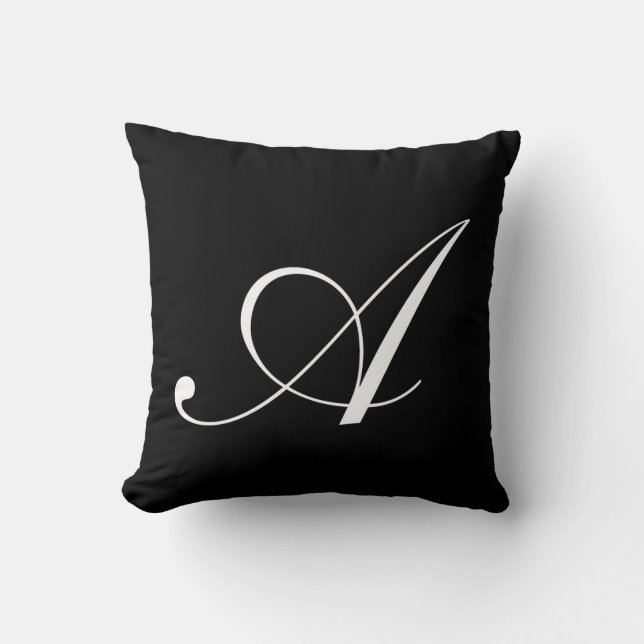 Letter A Black Monogramm Pilz Kissen (Vorderseite)