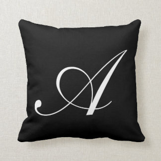 Letter A Black Monogramm Pilz Kissen