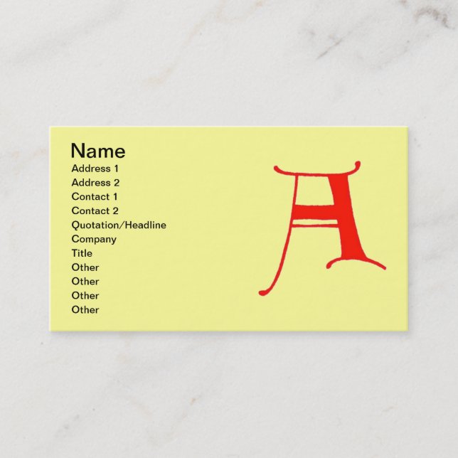 Letter A Business Card Visitenkarte (Vorderseite)