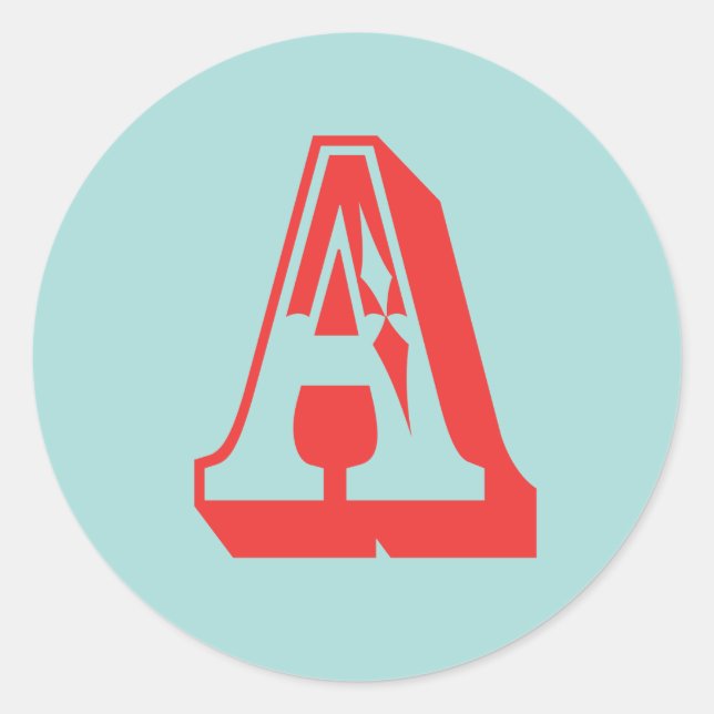 Letter A carnival style monogram initiale Bevorzug Runder Aufkleber (Vorderseite)
