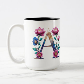 Letter A Coffee Tasse - Blumendesign für Geschenke