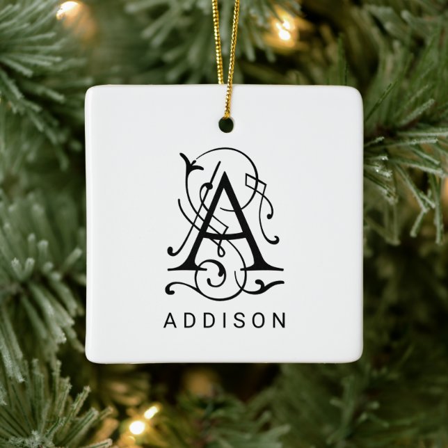 Letter A Elegant Monogram Christmas Ornament (Baum)