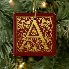 Letter A First Letter Imitats Gold und Rot Keramikornament