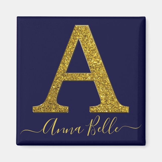 Letter A Gold Glitzer Magnet (Vorne)