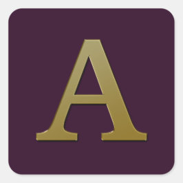 Letter A Gold Square Sticker