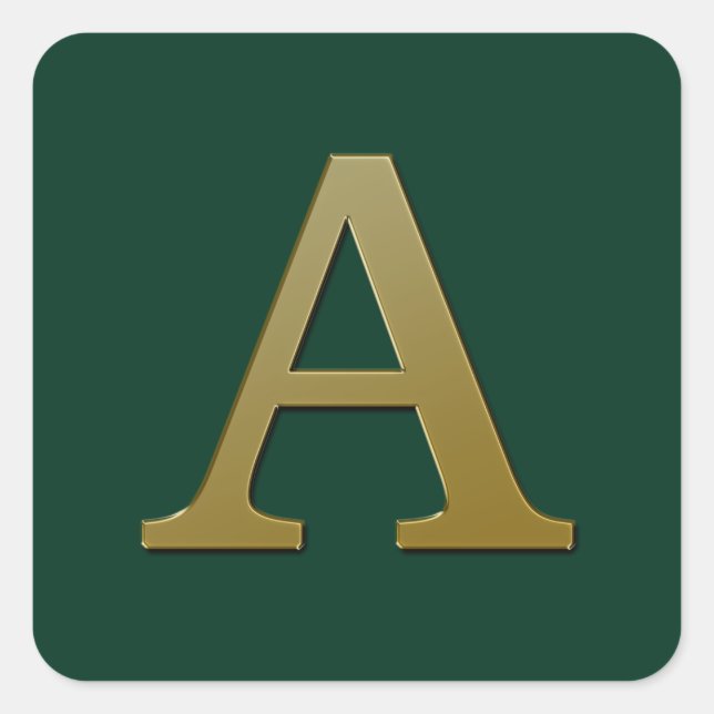 Letter A Gold Square Sticker (Vorderseite)