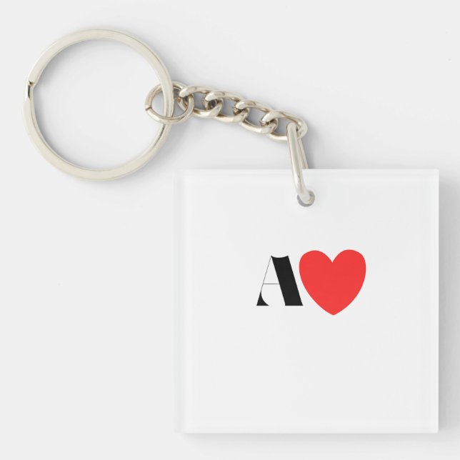 Letter A Heart - Valentine Initial Love Design Schlüsselanhänger (Vorderseite)