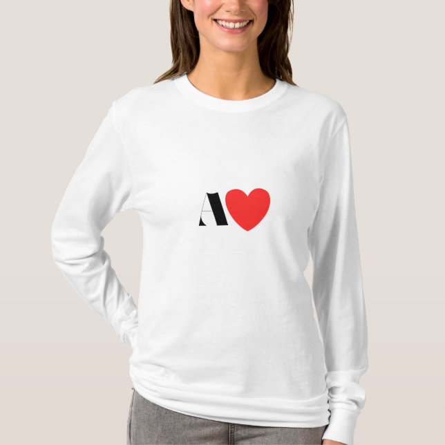 Letter A Heart - Valentine Initial Love Design T-Shirt (Vorderseite)