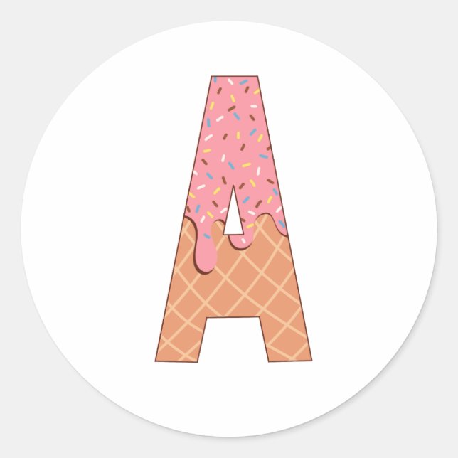 Letter A - Ice-Creme Runder Aufkleber (Vorderseite)